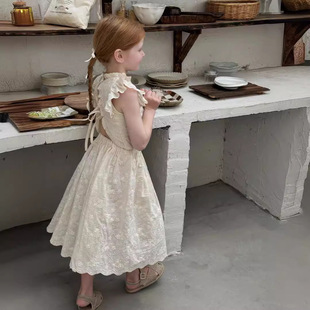 儿童不透绣花两件套洋气套裙 女童飞边半身裙套装 2025夏季 新款