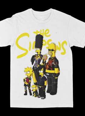 纯棉美式复古Simpsons新款个性高街短袖T恤印花男女同款辛普森