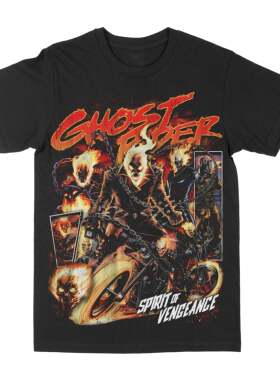 恶灵骑士Ghost Rider新款短袖T恤男女美式男百搭休闲宽松上衣潮