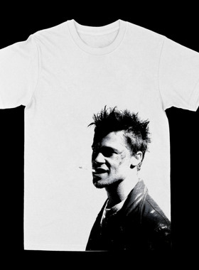 布拉德皮特搏击俱乐部男生正肩男生穿搭上衣印花涂鸦风短袖T恤