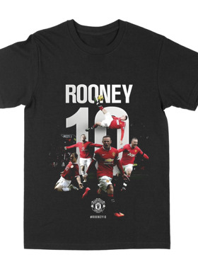 红魔曼联鲁尼美式复古印花圆领短袖男女款休闲潮流潮牌T恤Rooney