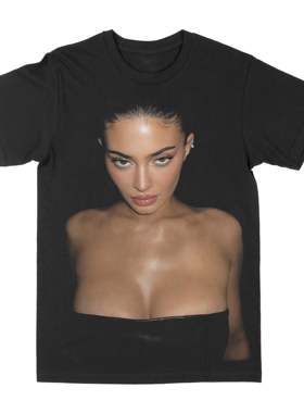 凯莉詹娜Kylie Jenner美式复古印花圆领短袖男女同款休闲潮流T恤