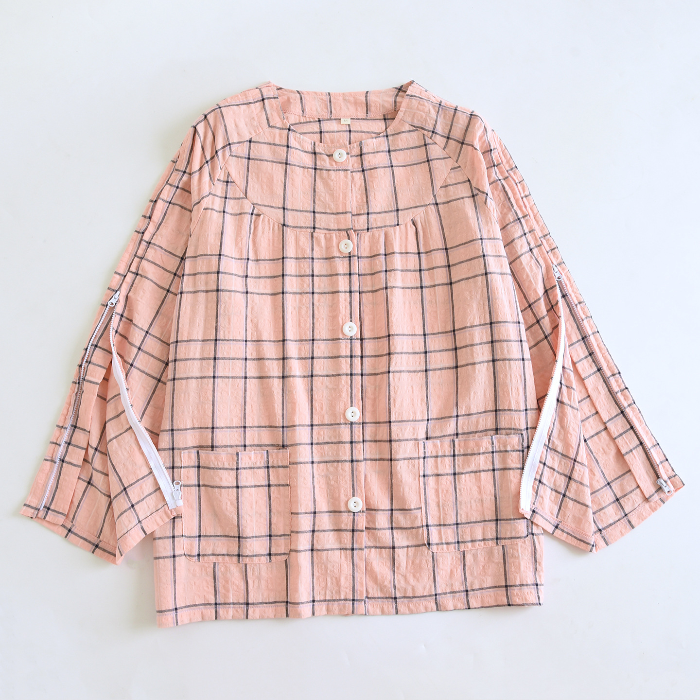 春秋纯棉护理服一片式易穿脱透气
