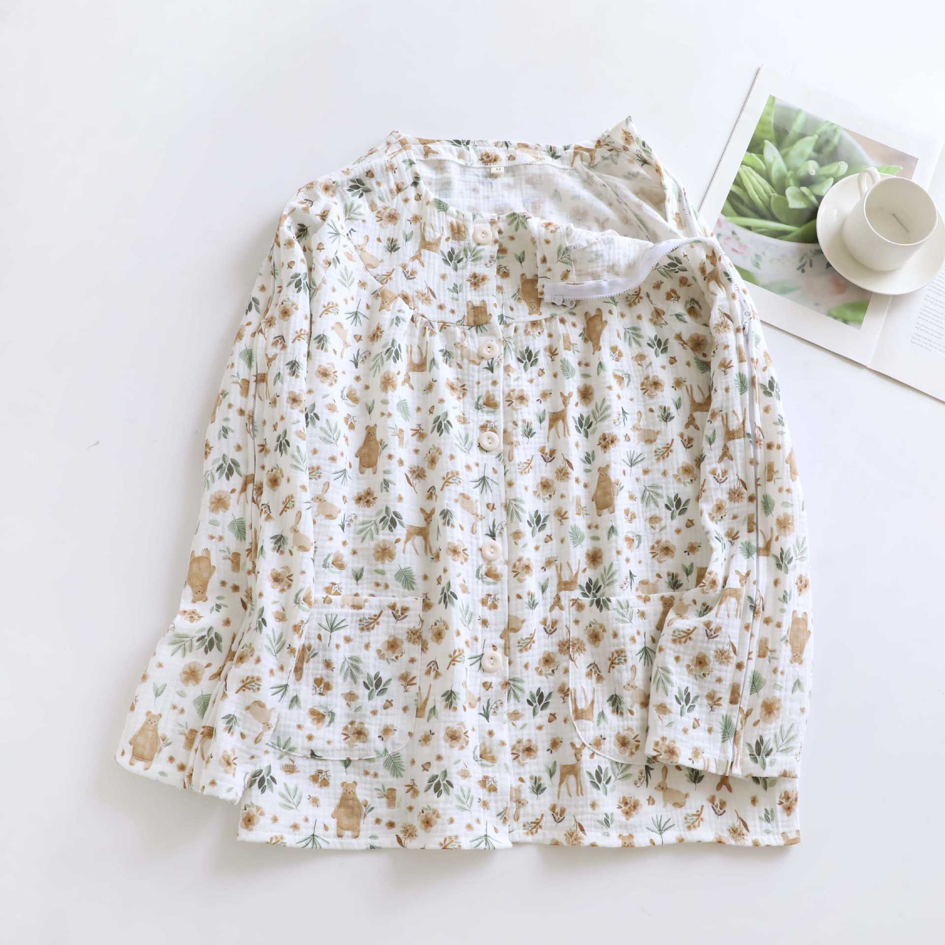 纯棉护理服病号服拉链设计不扎肉