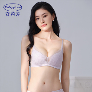 无钢圈三角杯文胸罩女士性感小胸聚拢舒适蕾丝内衣 安莉芳专柜新品