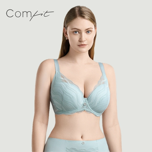 蕾丝纤桃杯Comfit舒适透气新款大胸显小内衣女大码收副乳调整文胸