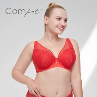安莉芳旗下Comfit专柜同款红色内衣女本命年上托聚拢蕾丝大码文胸