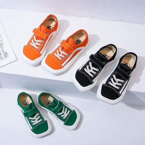 Низкие детские тканевые туфли для мальчиков на липучке, кроссовки, 2023, новая коллекция, мягкая подошва, в корейском стиле