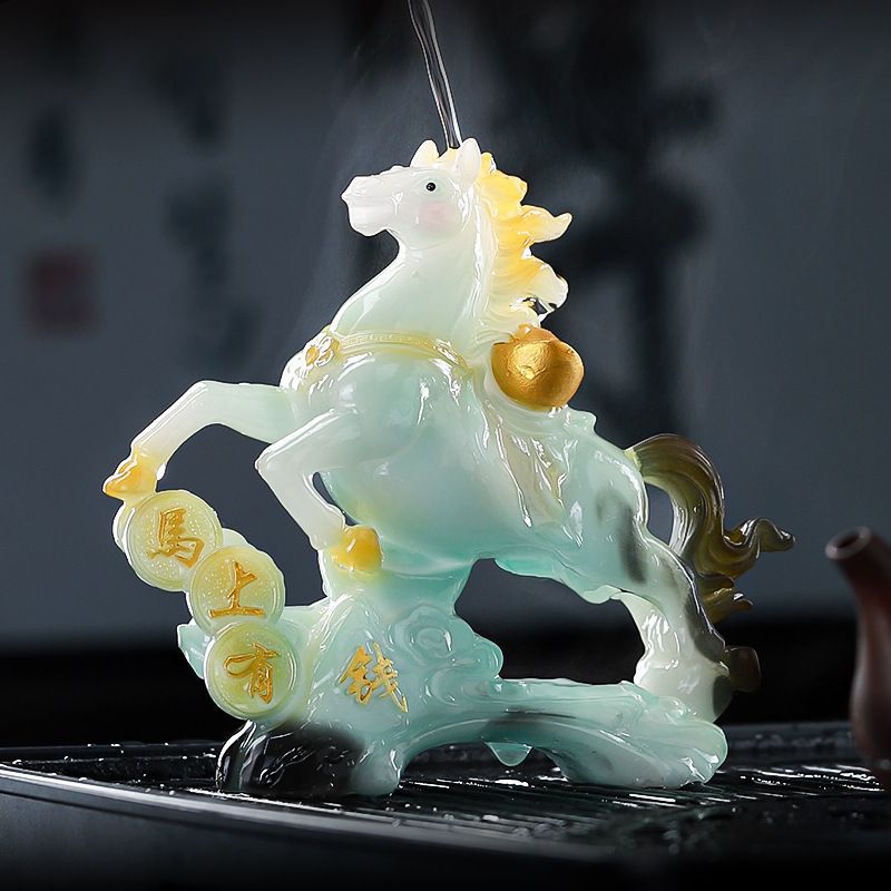 遇水变色马上有钱生肖马茶宠摆件