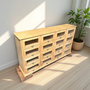 美式侘寂风实木斗柜长虹玻璃设计师餐边柜小红书网红展示柜储物柜