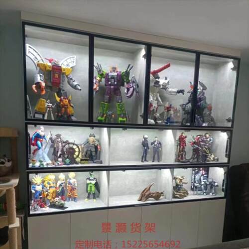厂家直销木质手办柜gk雕像柜规划展示柜定做模型柜家用液压翻门柜