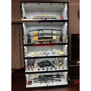定做液压门手办展示柜兵人高达模型玻璃柜GK玩具雕像展示柜乐高柜