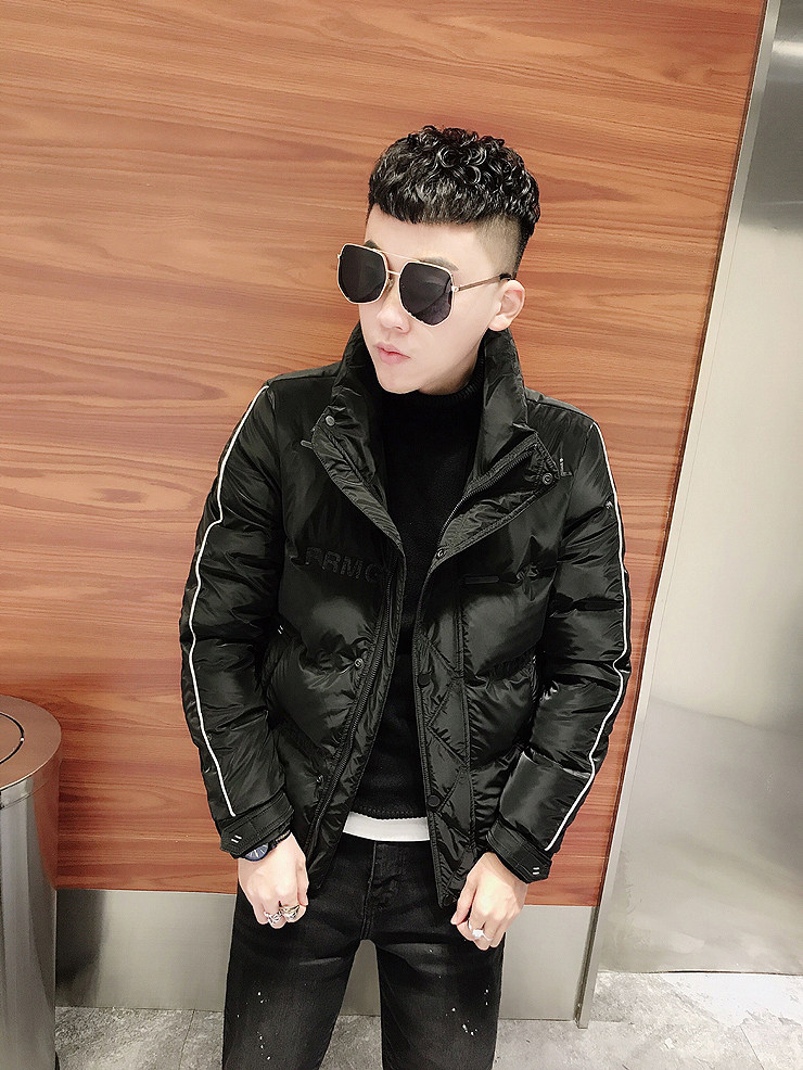 2024冬季新款韩版帅气男士修身立领羽绒服明线潮流白鸭绒短款外套