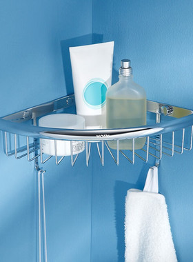 摩恩卫生间置物架收纳架浴室转角三角网蓝单层三角蓝90101 90103