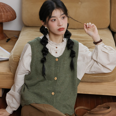 特别好看的艺术叠穿马甲开衫