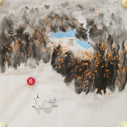 手绘禅意人物山水画国画小品斗方字画客厅装饰挂画特价HB57906