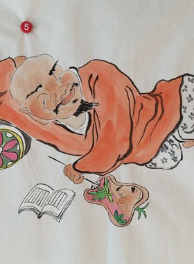 手绘临摹名家禅意人物画国画客厅书房装饰挂画特价斗方画HC57805