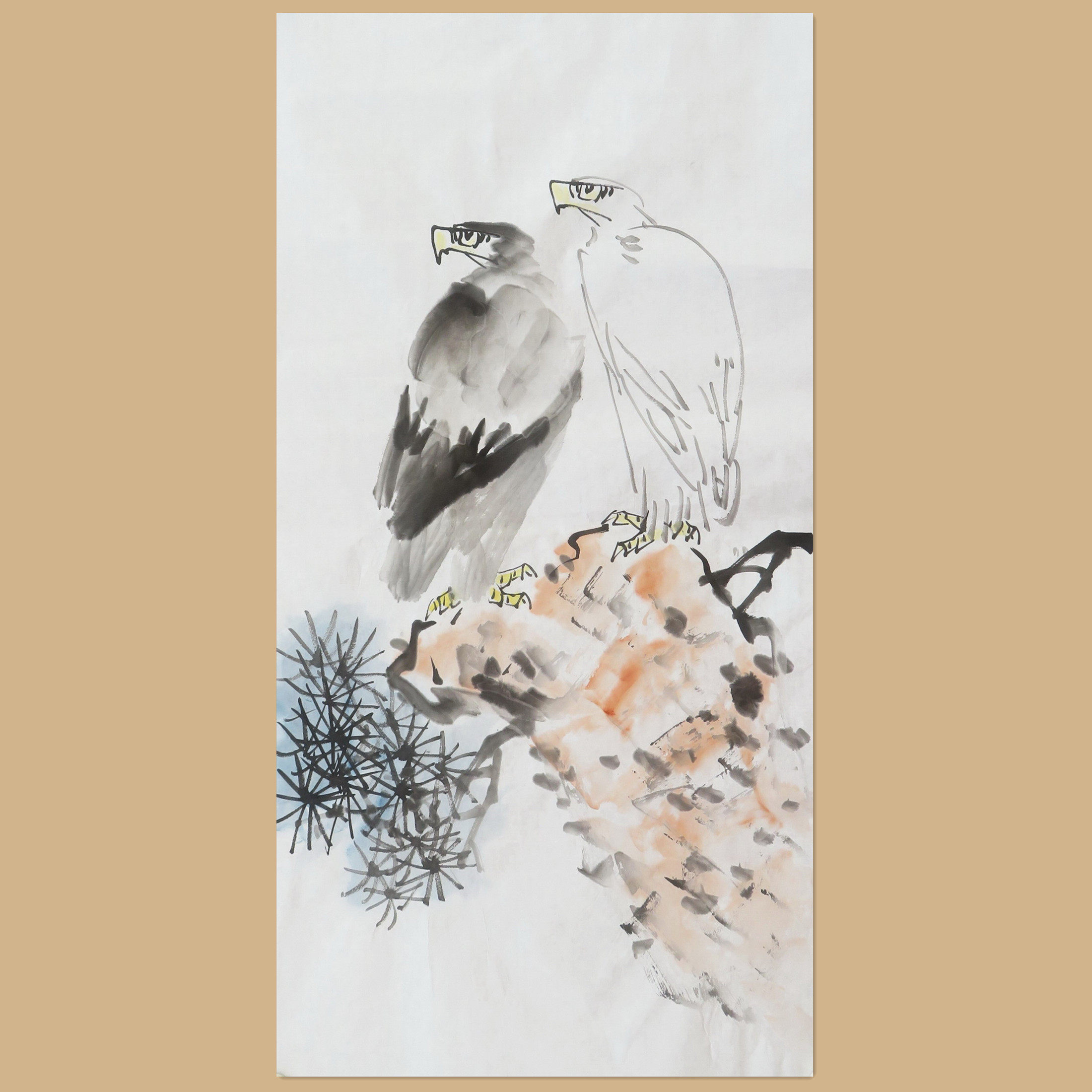 手绘花鸟国画荷花客厅玄关装饰字画特价写意水墨无款画芯原稿E109