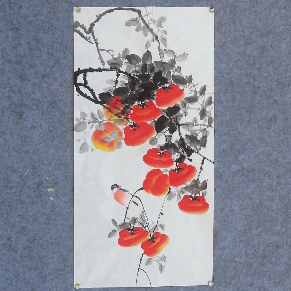 宝墨轩水墨花鸟手绘国画客厅字画装饰挂画四尺四开紫藤中堂E90-5
