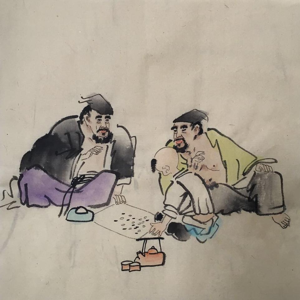 手绘国画人物童子客厅字画装饰挂画无款作品原稿四尺八开E-57-2图片