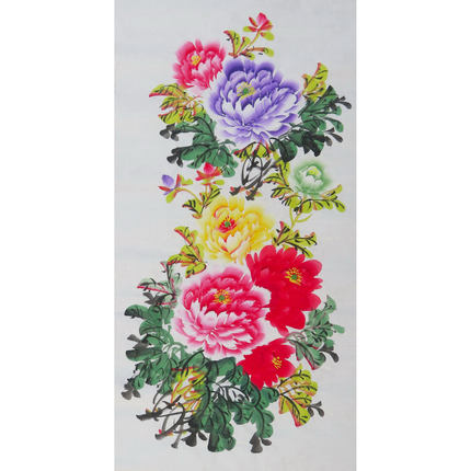 手绘花鸟国画牡丹四尺水墨写意字画客厅玄关横幅装饰书画作品E7