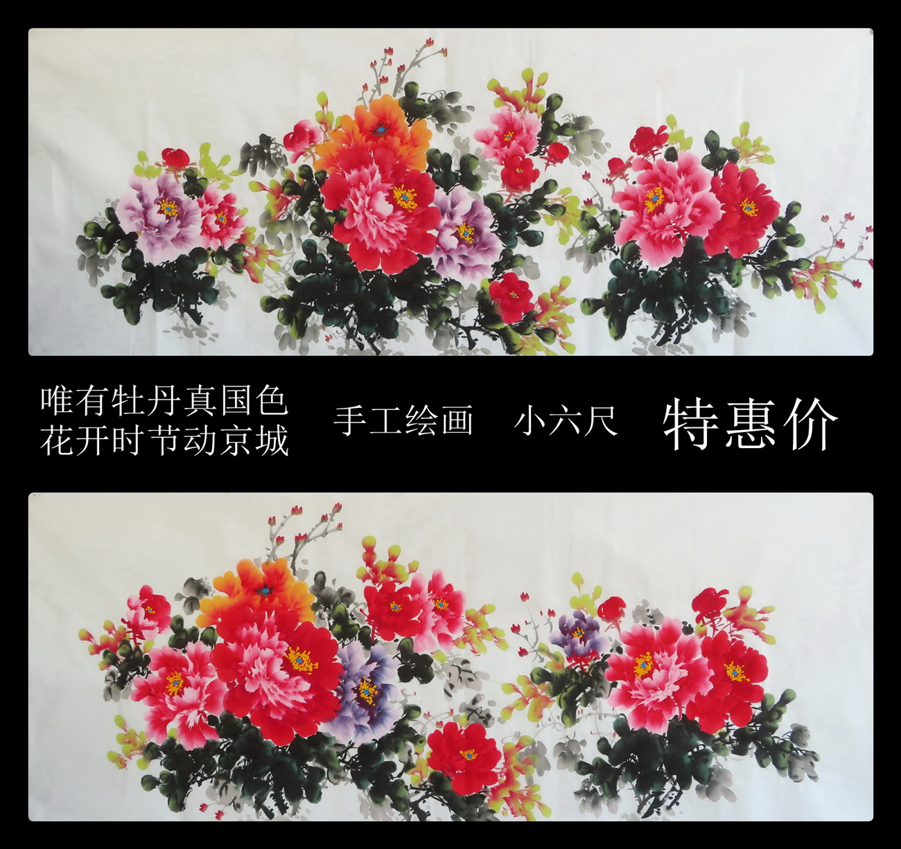 宝墨轩手绘花鸟写意国画牡丹画客厅字画特价小六尺装饰挂画e-52-2