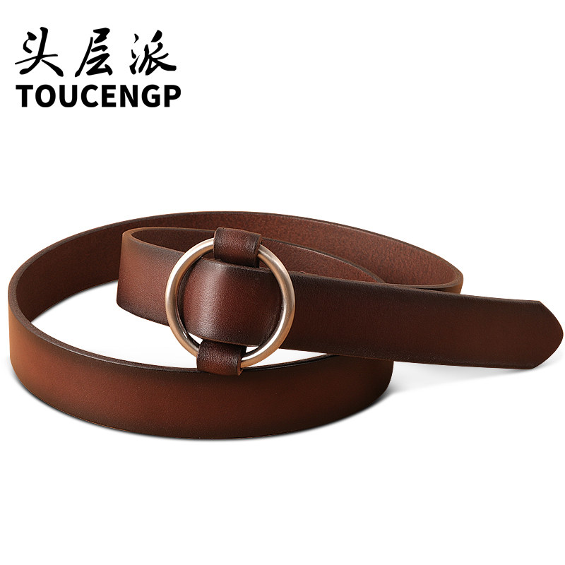 圆形皮带无孔无牙潮流时尚个性女