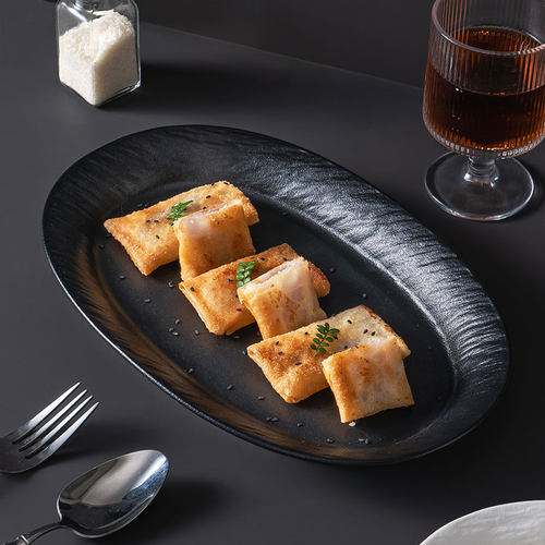 鱼盘陶瓷釉下彩家用餐厅椭圆餐盘