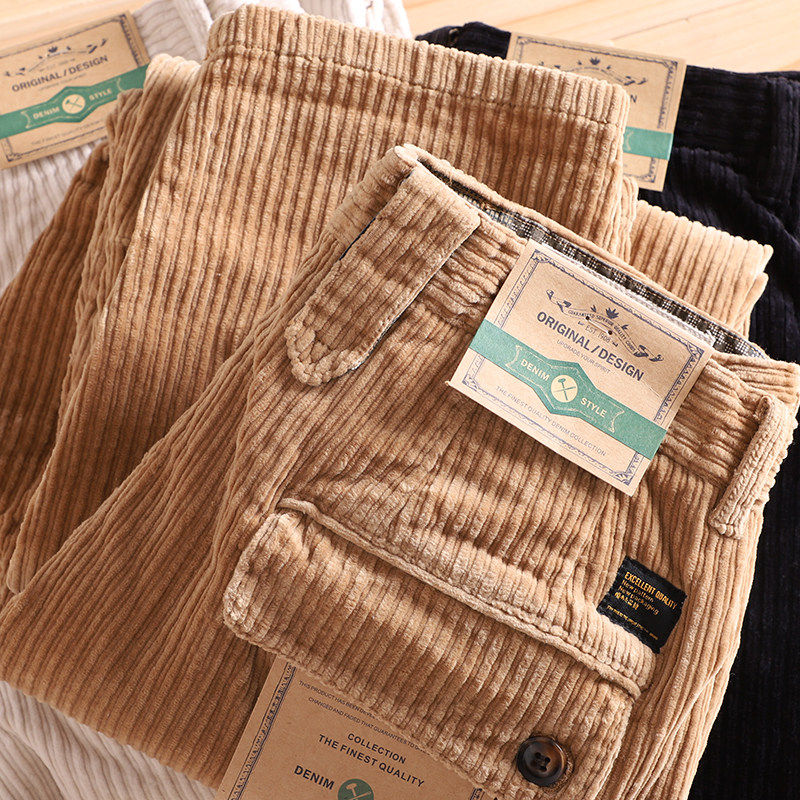 阿美咔叽重磅复古水洗灯芯绒宽松工装裤男秋冬季宽松直筒锥形长裤,男装,休闲裤,淘宝优惠券,粉丝福利购,淘宝优惠卷