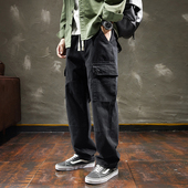 日系多口袋宽松直筒休闲长裤 美式 子 男士 春秋季 复古重磅潮牌工装 裤