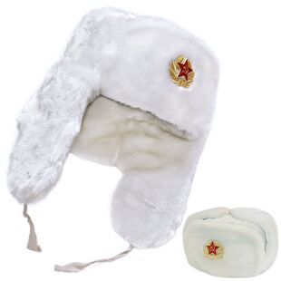 KGB苏联徽章雷锋帽户外防寒全毛冬帽保暖护耳棉帽Ushanka亚马逊