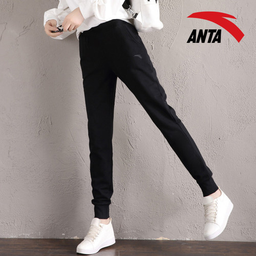 安踏运动裤黑色修身休闲百搭女裤