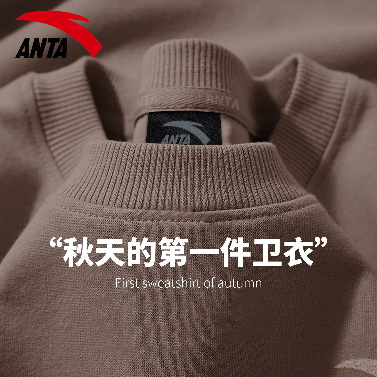 安踏圆领卫衣男青少年休闲上衣