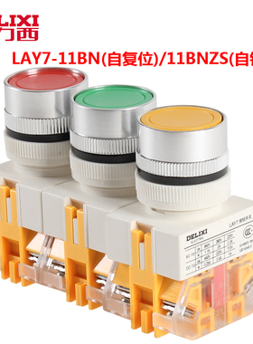 德力西按钮开关自复位LAY7-11BN 平头按钮开关22mm LAY7-11BNZS