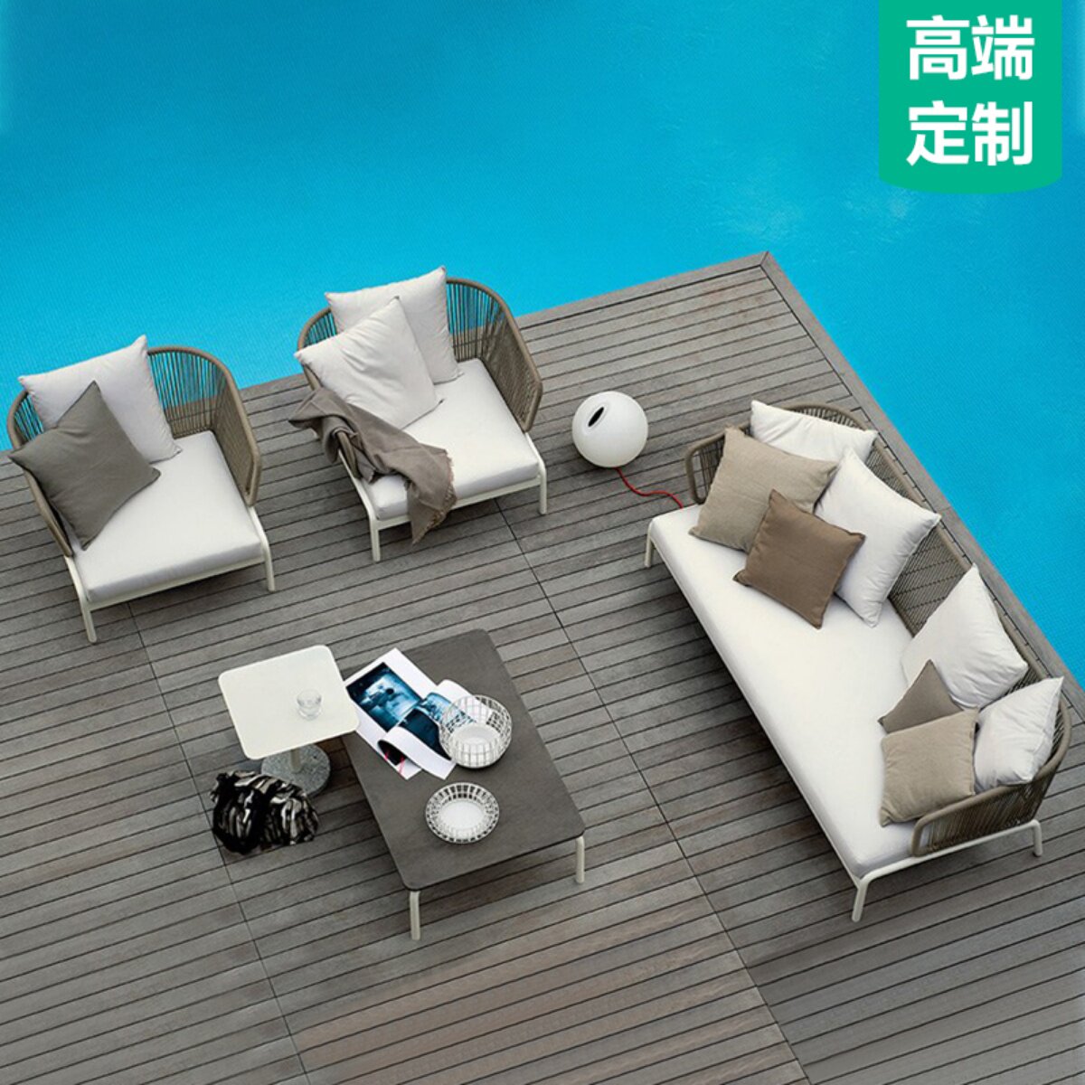 室外藤沙发别墅庭院露台阳光房酒店户外家具定制藤椅茶几组合防晒_虎窝淘