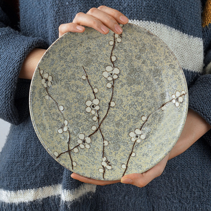 美浓烧日式朦胧早春雪花釉9.0英寸深盘鱼盘餐盘釉下彩家用餐具,餐饮具,盘,淘宝优惠券,粉丝福利购,淘宝优惠卷