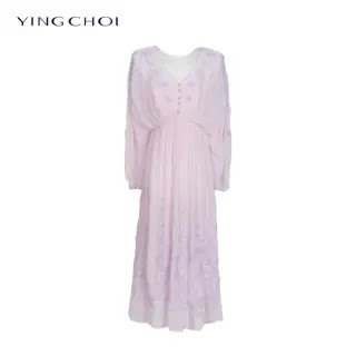 【七七酱专属】YINGCHOI  夏季新款真丝绣花连衣裙 32727