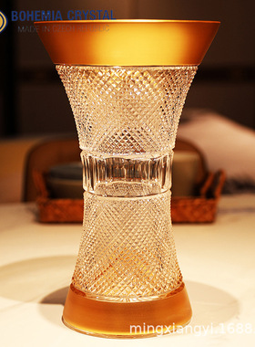 捷克进口BOHEMIA水晶玻璃手工精刻精致客厅摆件插花花瓶装饰礼品