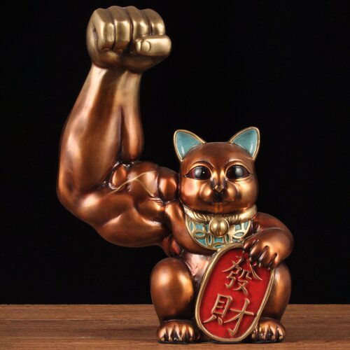彩铜大力招财猫摆件麒麟臂劫财猫