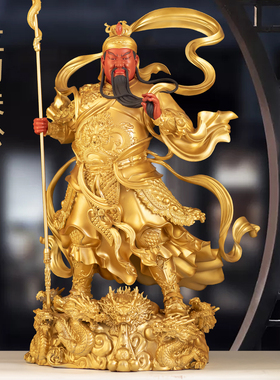 纯铜立刀关公像摆件招财关公武圣关羽武财神关圣帝君神像家用供奉