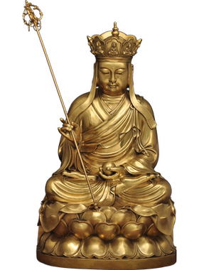 全铜坐莲地藏王摆件大号地藏王菩萨铜像家用寺庙佛堂佛像供奉用品