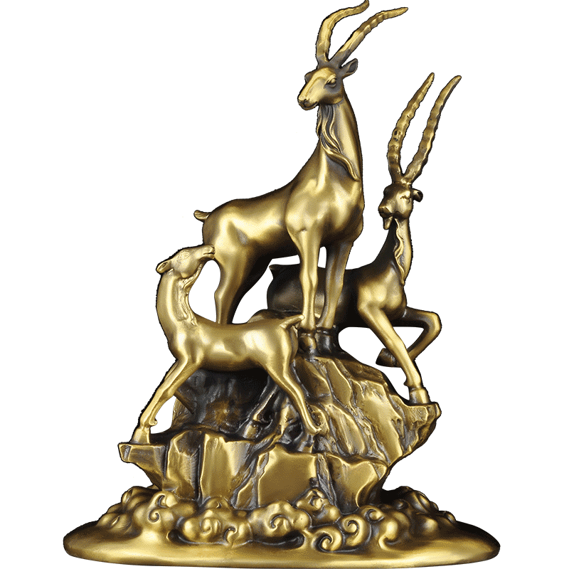 黄铜招财三阳开泰客厅礼物工艺品