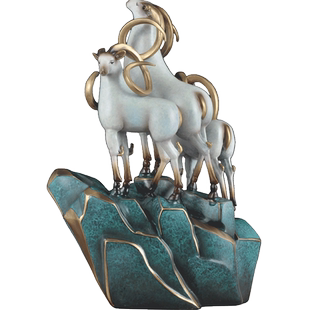 彩铜三阳开泰摆件三羊开泰生肖羊家居客厅玄关装饰品办公室摆设