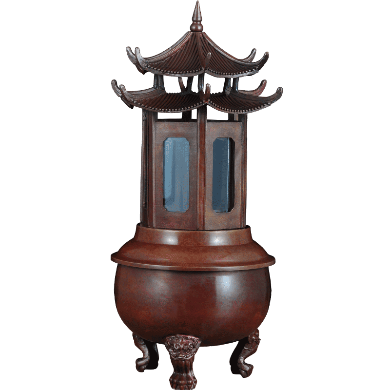 彩铜两层宝鼎酥油灯室内户外