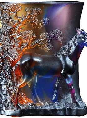 琉璃马到成功笔筒送恩师礼物摆件