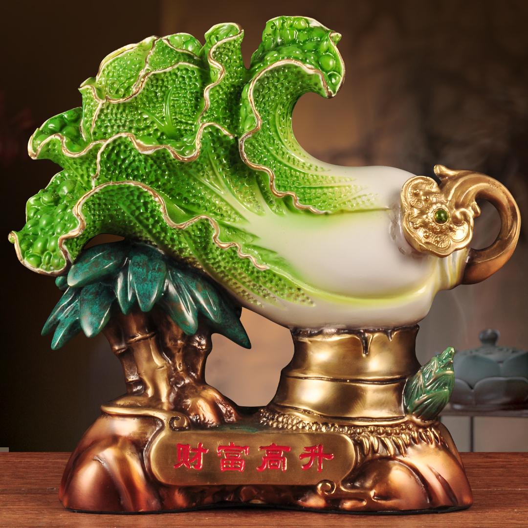 纯黄铜富贵高升招财白菜摆件