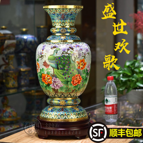 北京珐琅景泰蓝花瓶客厅铜摆件