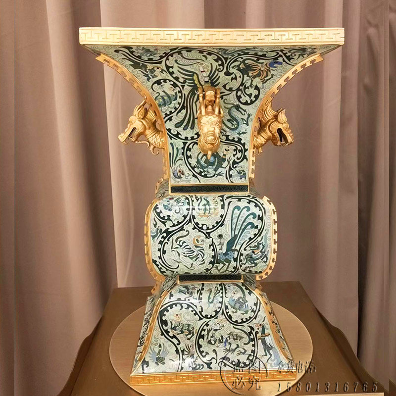 北京景泰蓝花瓶霍铁辉大师20寸四神方尊铜胎掐丝珐琅彩50公分摆件