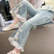 4春秋牛仔裤 长裤 新款 子宝宝6薄款 7花边 洋气时髦裤 5岁女童微喇叭裤