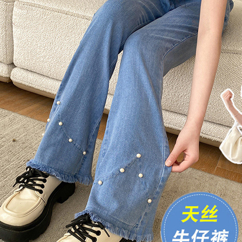 女童长裤冰丝牛仔裤薄软图片